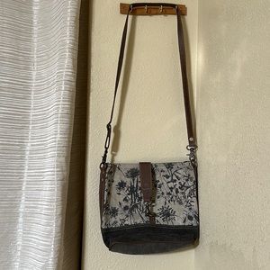 EUC Myra Crossbody Leather Canvas Floral